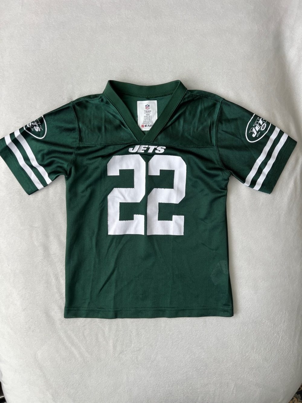 NFL Jets Youth #22 Green and White Football Jersey